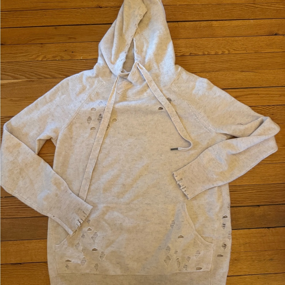 Distressed Beige Hoodie